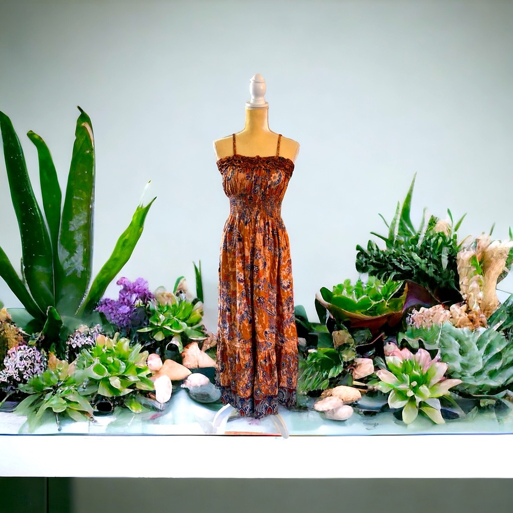 Angie Paisley Tiered Ruffle Maxi Dress